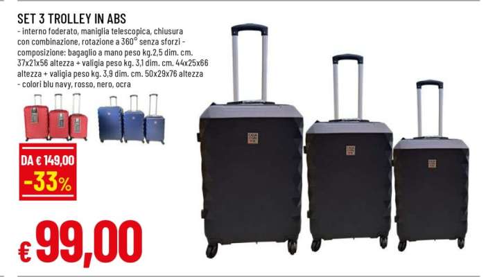 SET 3 TROLLEY IN ABS