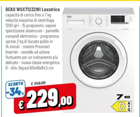 BEKO WUX71232WI Lavatrice