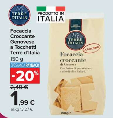 Focaccia Croccante Genovese a Tocchetti Terre d’Italia
