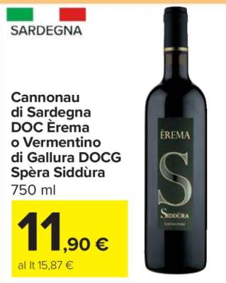 Cannonau di Sardegna DOC Èrema o Vermentino di Gallura DOCG Spèra Siddùra