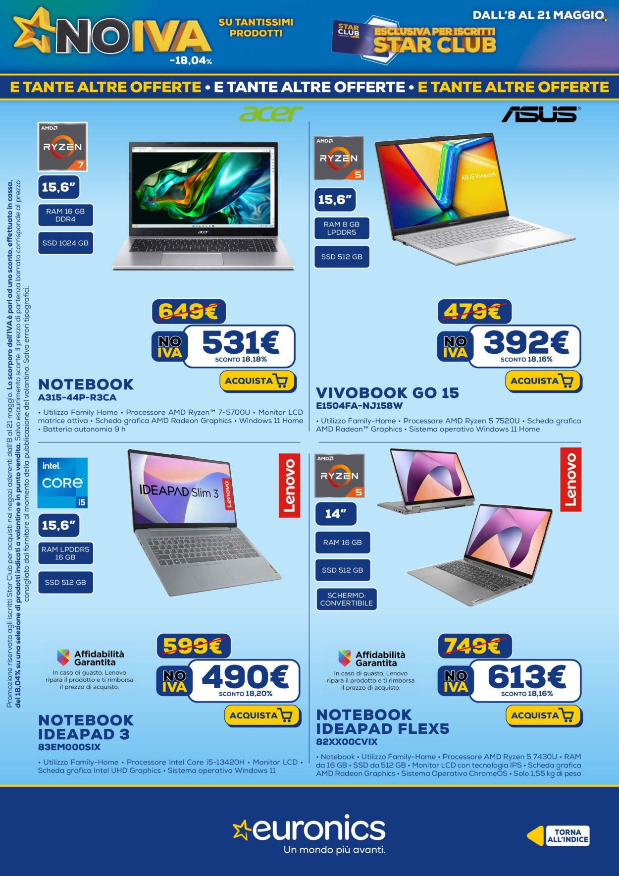 Volantino Euronics - 8/5/2025 - 21/5/2025. Pagina 1