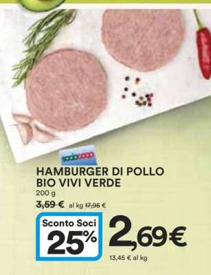 HAMBURGER DI POLLO BIO VIVI VERDE