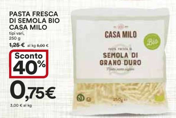 PASTA FRESCA DI SEMOLA BIO CASA MILO