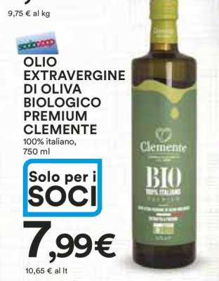 OLIO EXTRAVERGINE DI OLIVA BIOLOGICO PREMIUM CLEMENTE