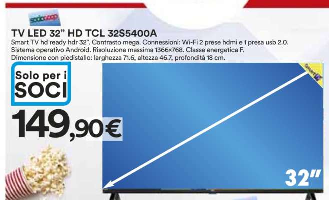 TV LED 32” HD TCL 32S5400A