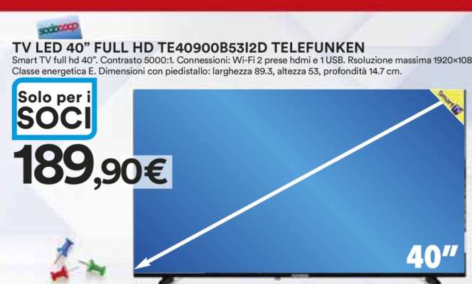 TV LED 40'' FULL HD TE40900B5312D TELEFUNKEN