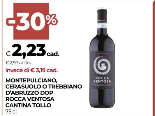 Montepulciano, Cerasuolo o Trebbiano d'Abruzzo DOP Rocca Ventosa Cantina Tollo
