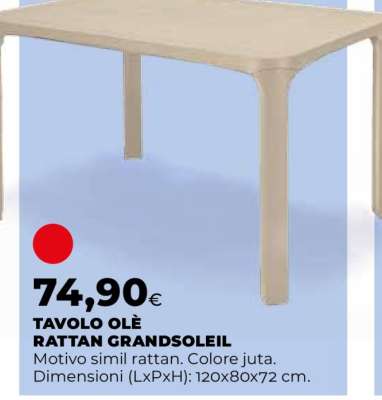 TAVOLO OLÈ RATTAN GRANDSOLEIL