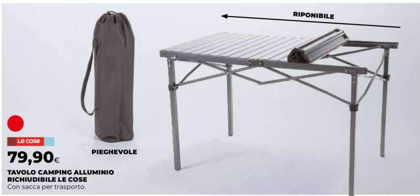 TAVOLO CAMPING ALLUMINIO RICHIUDIBILE LE COSE