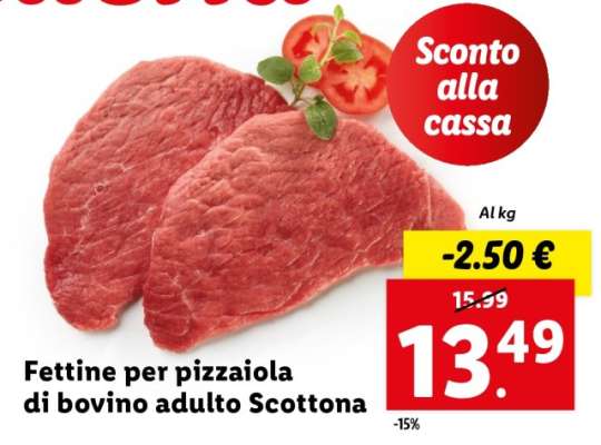 Fettine per pizzaiola di bovino adulto Scottona