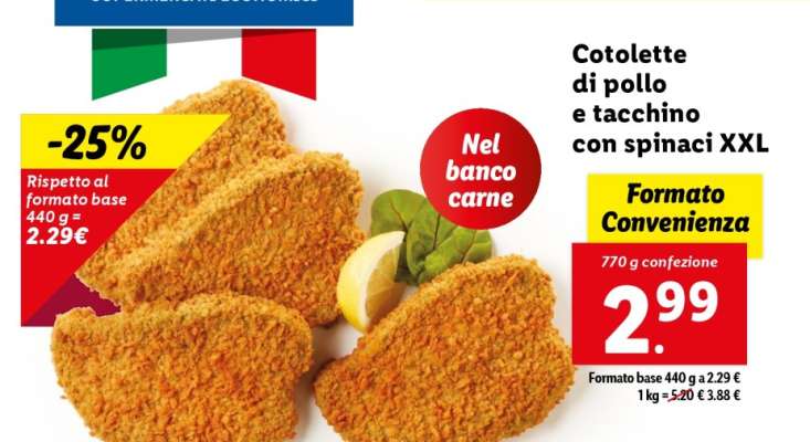 Cotolette di pollo e tacchino con spinaci XXL