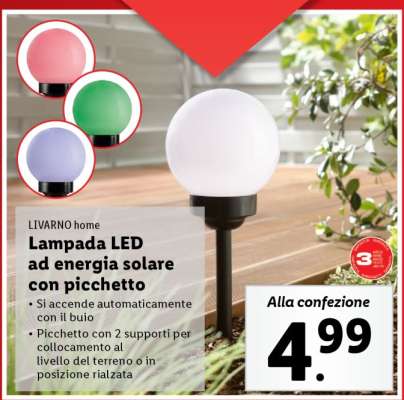 Lampada LED ad energia solare con picchetto