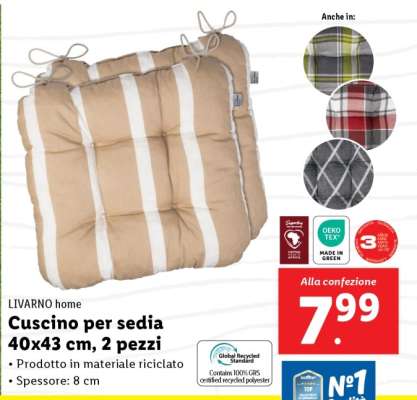 Cuscino per sedia 40x43 cm, 2 pezzi