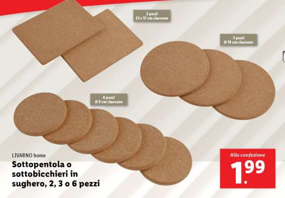 LIVARNO home Sottopentola o sottobicchieri in sughero, 2, 3 o 6 pezzi