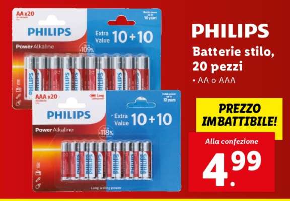 PHILIPS Batterie stilo, 20 pezzi