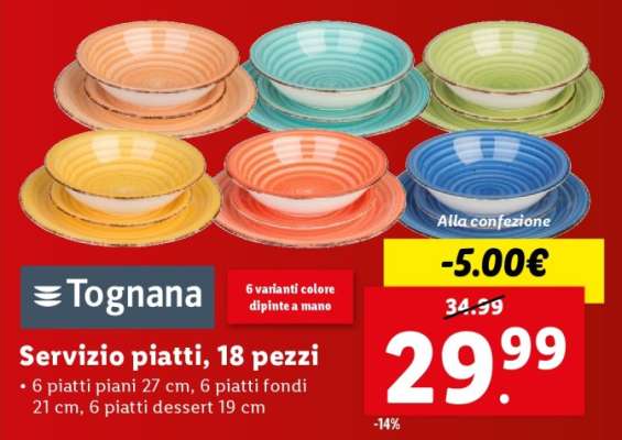 Servizio piatti, 18 pezzi