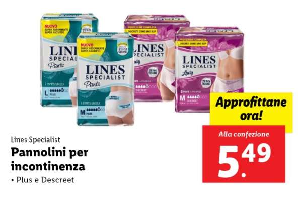 Lines Specialist Pannolini per incontinenza