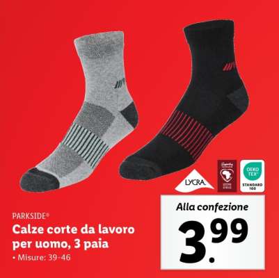 Calze corte da lavoro per uomo, 3 paia