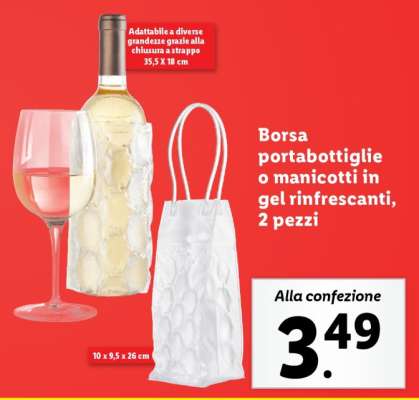 Borsa portabottiglie o manicotti in gel rinfrescanti, 2 pezzi