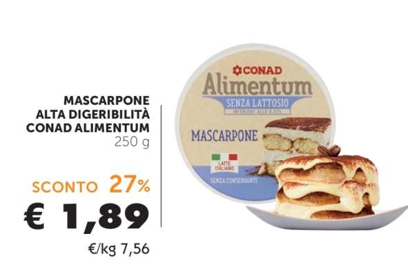 Mascarpone Alta Digeribilità Conad Alimentum
