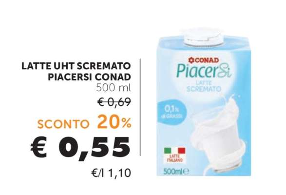 LATTE UHT SCREMATO PIACERSÌ CONAD