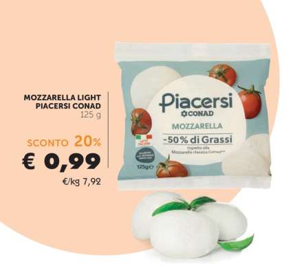 MOZZARELLA LIGHT PIACERSI CONAD