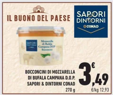 BOCCONCINI DI MOZZARELLA DI BUFALA CAMPANA D.O.P. SAPORI & DINTORNI CONAD