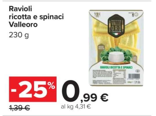 Ravioli ricotta e spinaci Valleoro