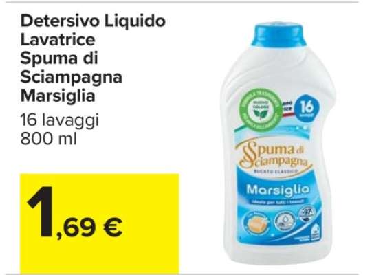 Detersivo Liquido Lavatrice Spuma di Sciampagna Marsiglia