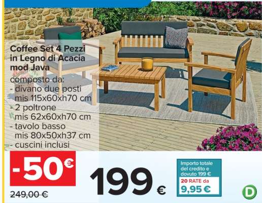 Coffee Set 4 Pezzi in Legno di Acacia mod Java