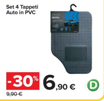 Set 4 Tappeti Auto in PVC