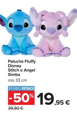 Peluche Fluffy Disney Stitch o Angel Simba
