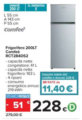 Frigorifero 200LT Comfeè RCT284DS2