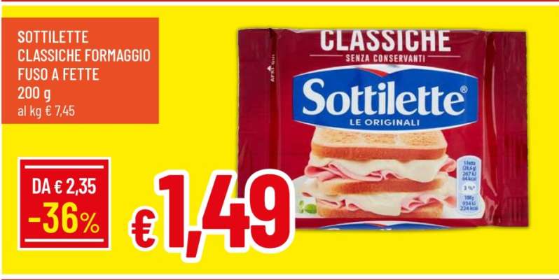 Sottilette Classiche Formaggio Fuso a Fette