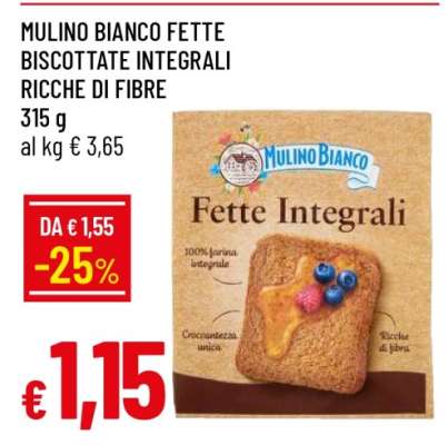 MULINO BIANCO FETTE BISCOTTATE INTEGRALI RICCHE DI FIBRE