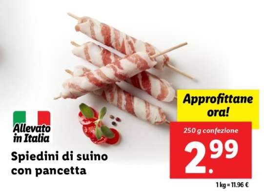 Spiedini di suino con pancetta