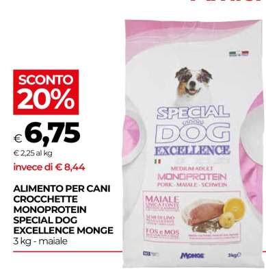 ALIMENTO PER CANI CROCCHETTE MONOPROTEIN SPECIAL DOG EXCELLENCE MONGE