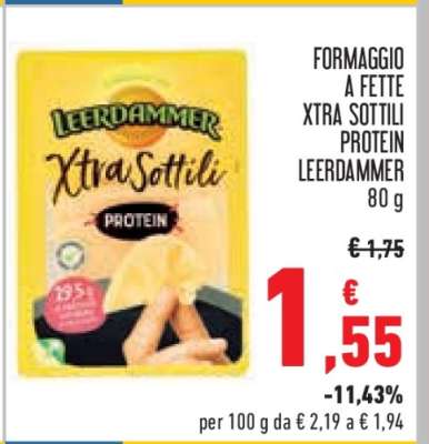 FORMAGGIO A FETTE XTRA SOTTILI PROTEIN LEERDAMMER 80 g