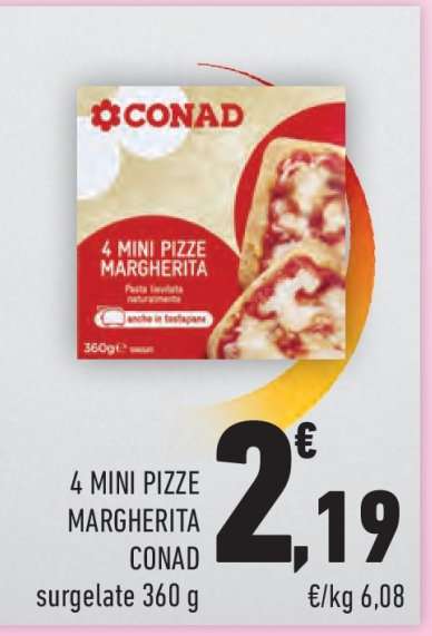4 MINI PIZZE MARGHERITA CONAD