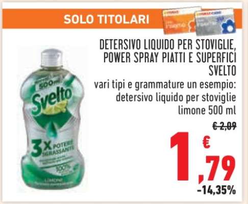 Detersivo liquido per stoviglie, power spray piatti e superfici Svelto