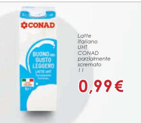 Latte italiano UHT CONAD parzialmente scremato