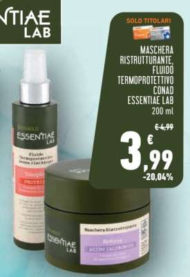 MASCHERA RISTRUTTURANTE, FLUIDO TERMOPROTETTIVO CONAD ESSENTIAE LAB