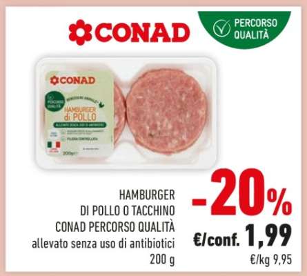 HAMBURGER DI POLLO O TACCHINO CONAD PERCORSO QUALITÀ