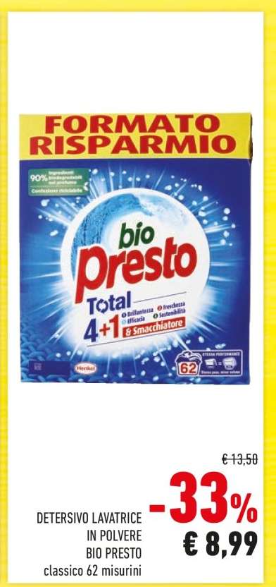 DETERSIVO LAVATRICE IN POLVERE BIO PRESTO