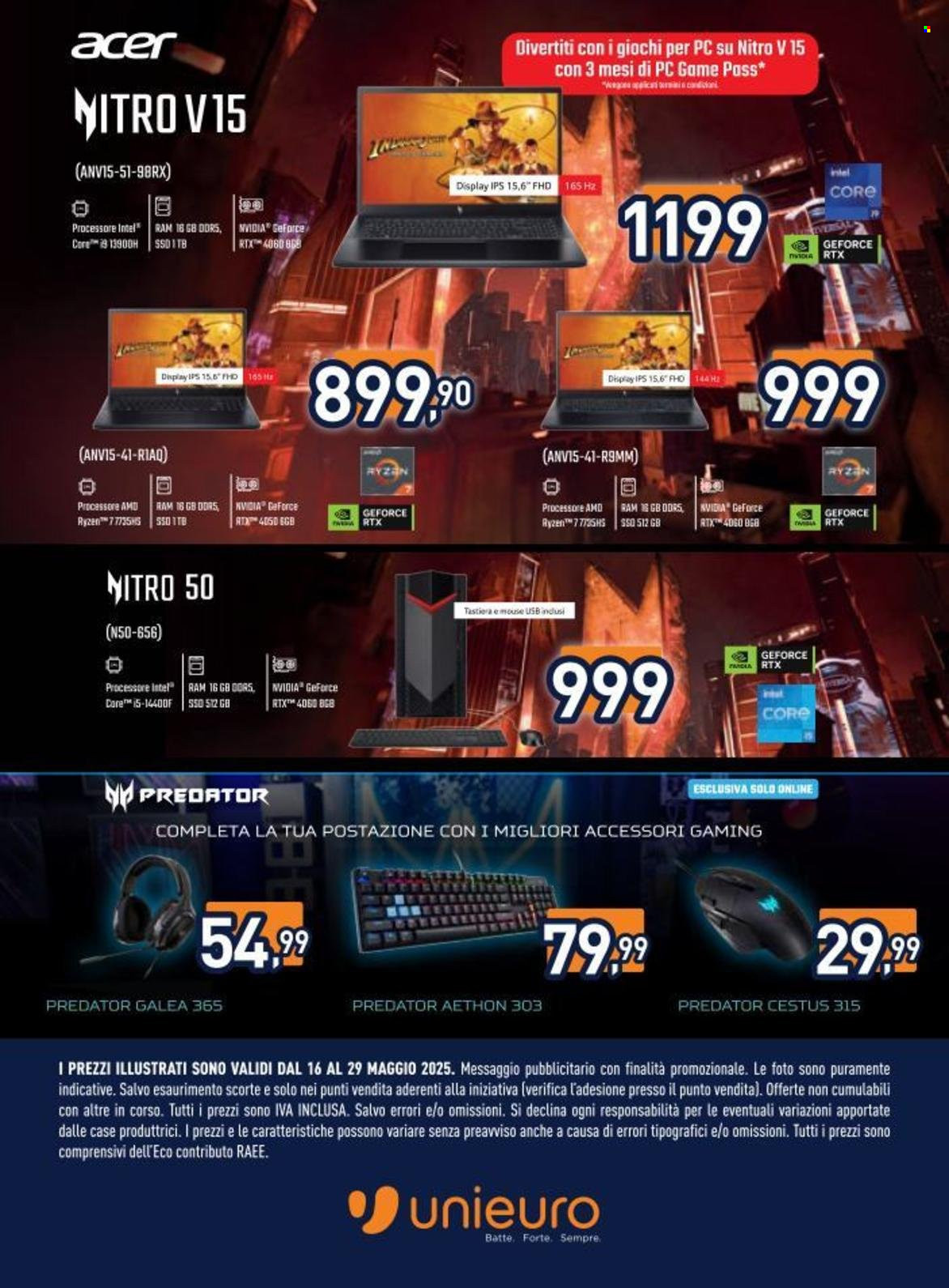 Volantino Unieuro - 16/5/2025 - 29/5/2025. Pagina 1
