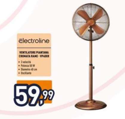 Electroline Ventilatore Piantana Cromata Rame - VP46XR