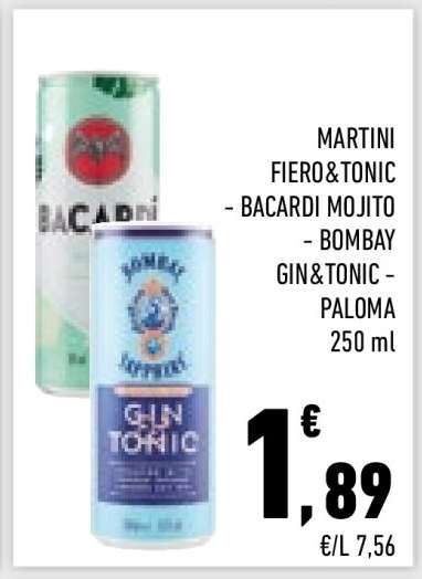 MARTINI FIERO&TONIC - BACARDI MOJITO - BOMBAY GIN&TONIC - PALOMA
