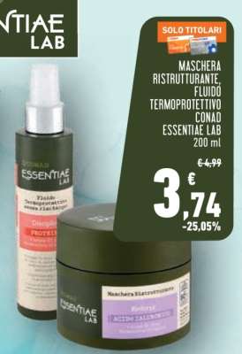 MASCHERA RISTRUTTURANTE, FLUIDO TERMOPROTETTIVO CONAD ESSENTIAE LAB