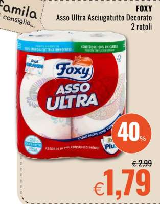 FOXY Asso Ultra Asciugatutto Decorato 2 rotoli