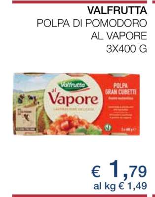 VALFRUTTA POLPA DI POMODORO AL VAPORE 3X400 G